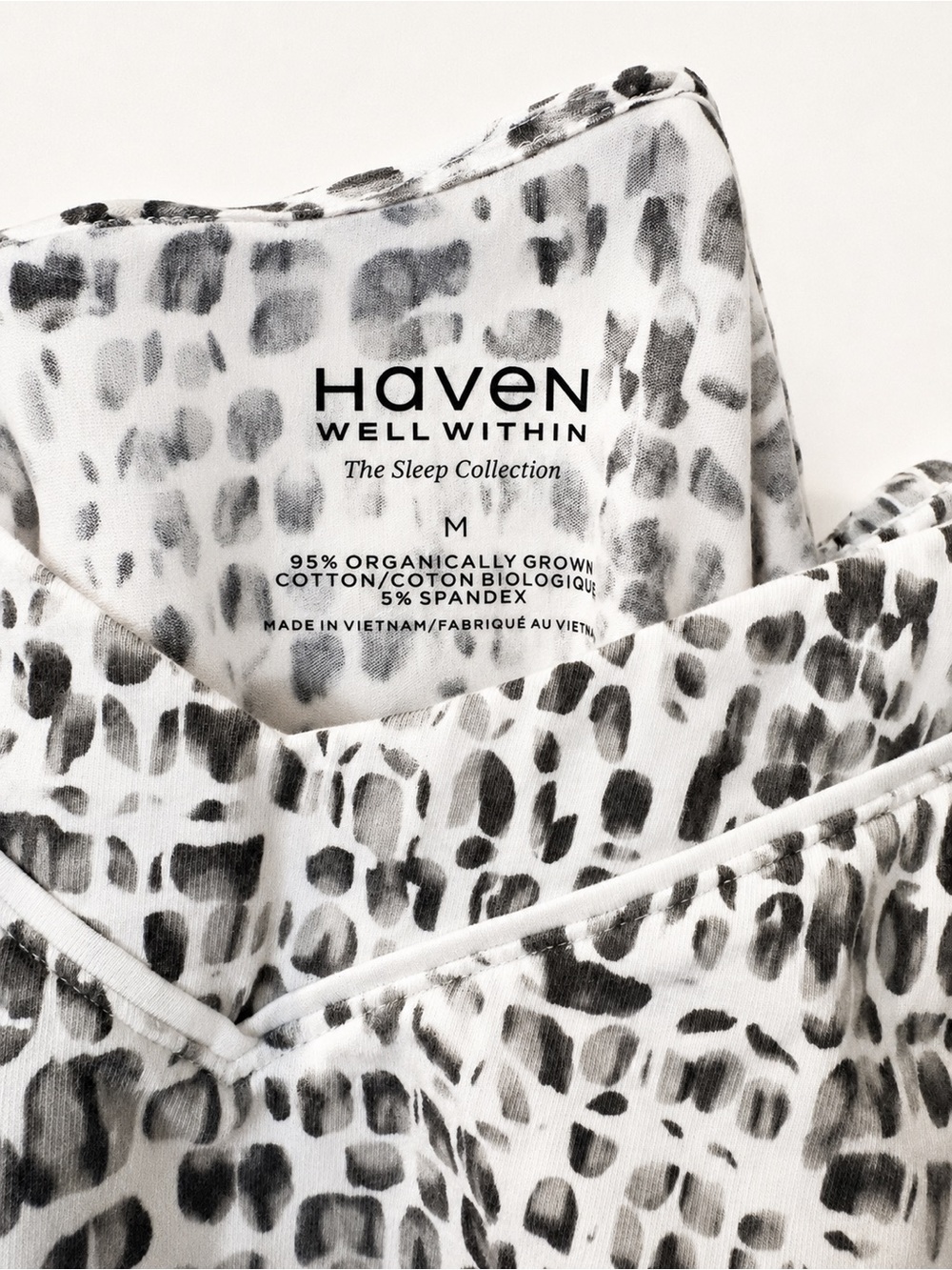 Haven Well Within Organic Cotton Sleep Chemise Nightgown Gray Animal Print - Picture 3 of 4